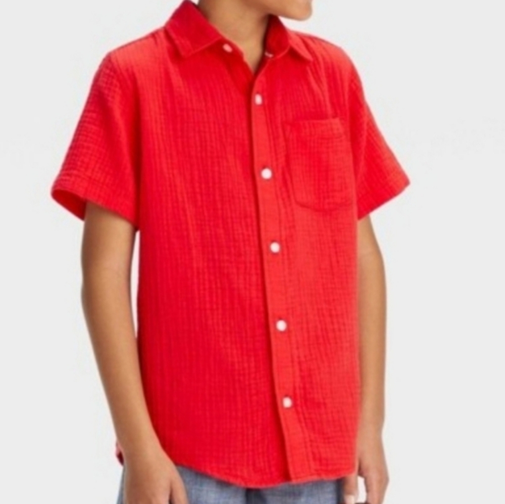 ❤️10/$10 New Kids Red Button-Up Shirt